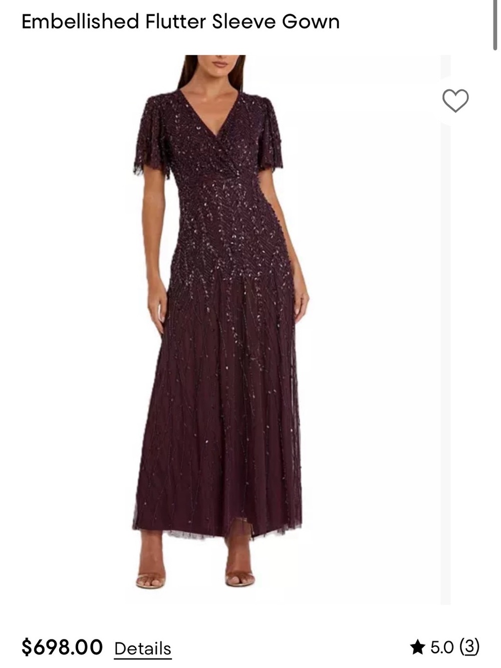 Mac Duggal Deep Plum Beaded V-Neck Maxi Gown